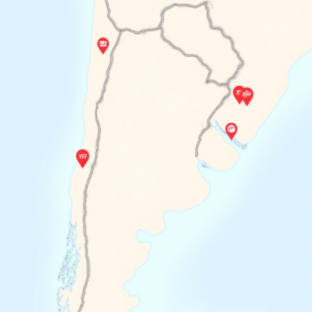 Mapa de estaciones YPF en Argentina